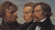Julius Hubner Portrait of the Painters Carl Friedrich Lessing,Carl Sohn and Theodor Hildebrandt oil painting